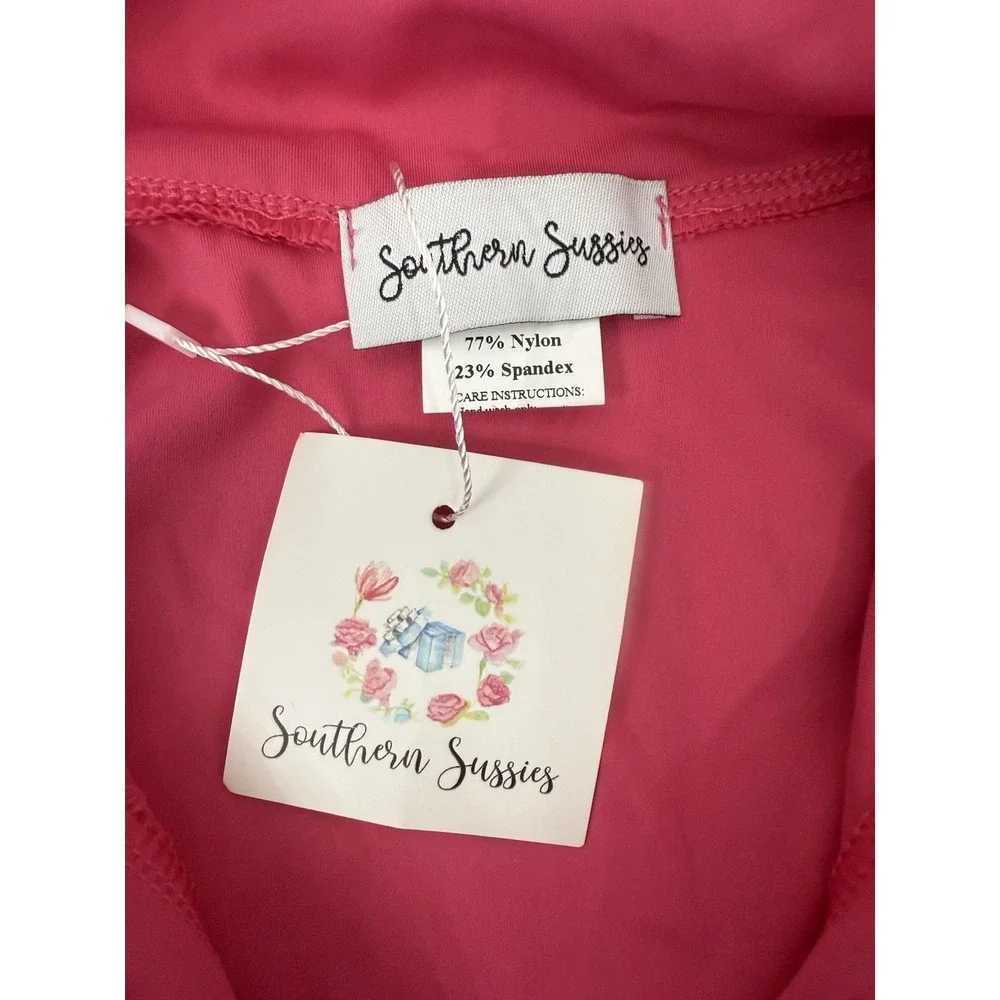 NWT Southern Sussies Pink 1/4 Zip‎ Long Sleeve Top and Shorts Girls Size 6/7